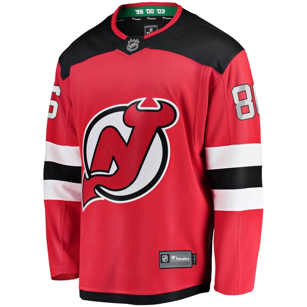 Men's New Jersey Devils Jack Hughes Fanatics Red Breakaway Player Jersey - Image 3