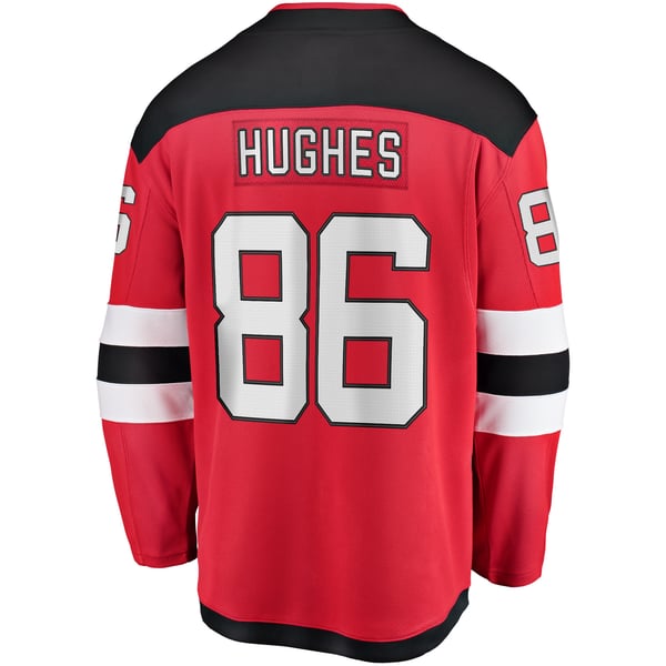 Men's New Jersey Devils Jack Hughes Fanatics Red Breakaway Player Jersey - Image 4