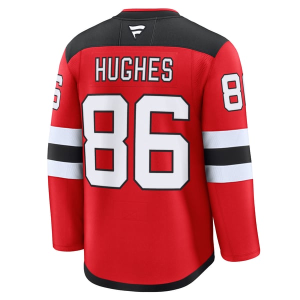 Men's New Jersey Devils Jack Hughes Fanatics Red Home Premium Jersey - Image 4