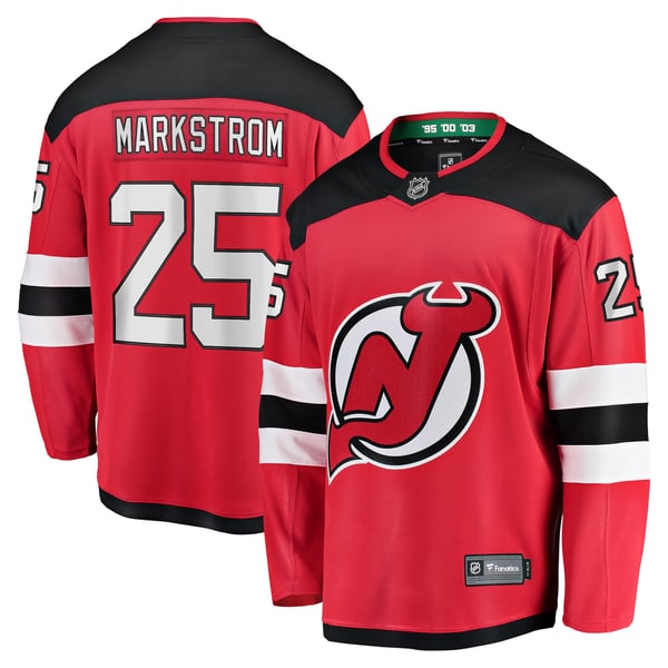 Men's New Jersey Devils Jacob Markstrom Fanatics Red Home Premier Breakaway Player Jersey - Image 1
