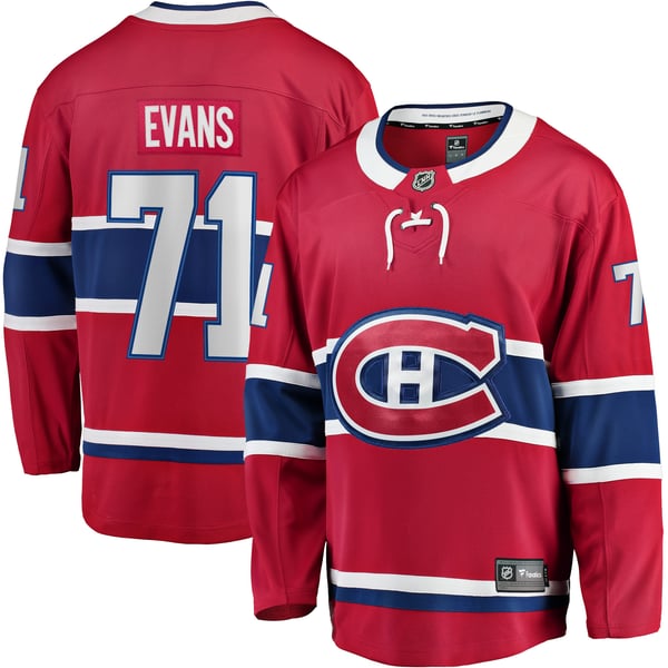 Men's Montreal Canadiens Jake Evans Fanatics Red Home Breakaway Player Jersey - Image 2