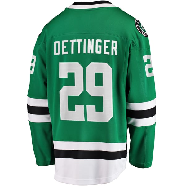 Men's Dallas Stars Jake Oettinger Fanatics Kelly Green Home Breakaway Player Jersey - Image 4