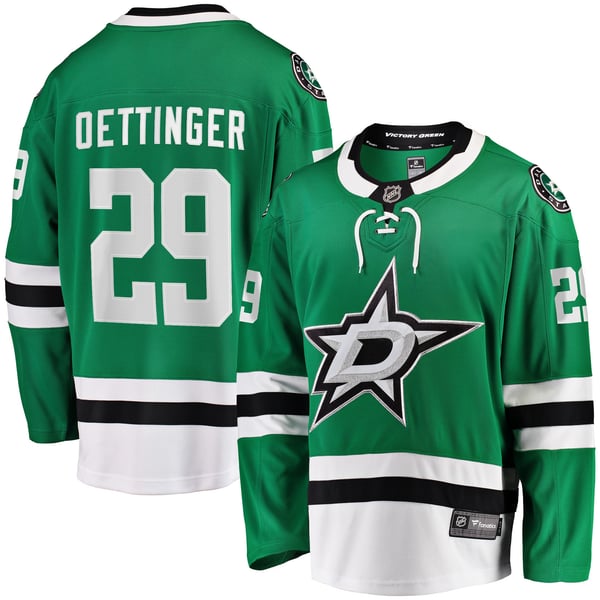 Men's Dallas Stars Jake Oettinger Fanatics Kelly Green Home Breakaway Player Jersey - Image 1