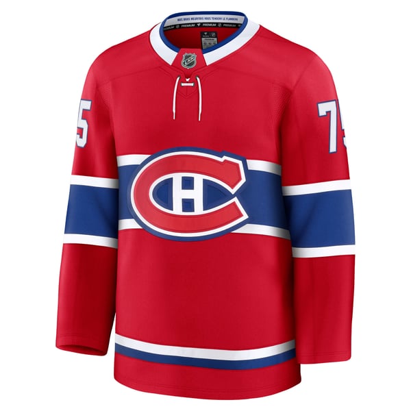 Men's Montreal Canadiens Jakub Dobes Fanatics Red  Premium Jersey - Image 3