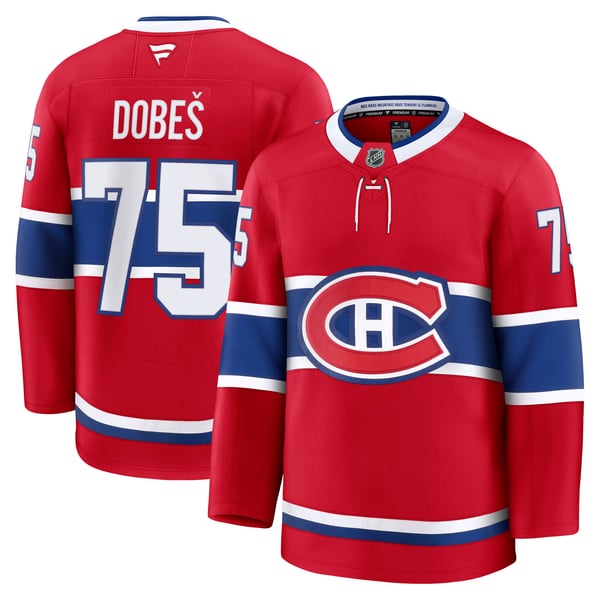 Men's Montreal Canadiens Jakub Dobes Fanatics Red  Premium Jersey - Image 1
