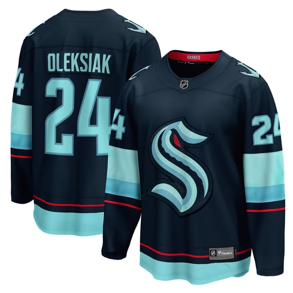 Men's Seattle Kraken Jamie Oleksiak Fanatics Deep Sea Blue Home Breakaway Player Jersey - Image 2