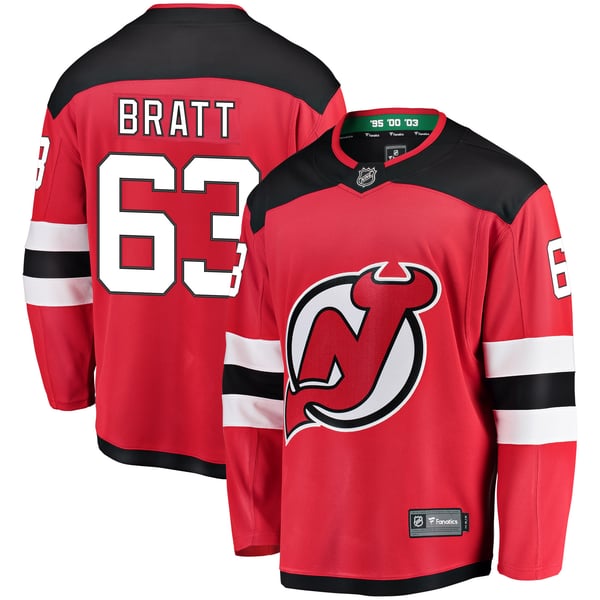 Men's New Jersey Devils Jesper Bratt Fanatics Red Home Breakaway Player Jersey - Image 1