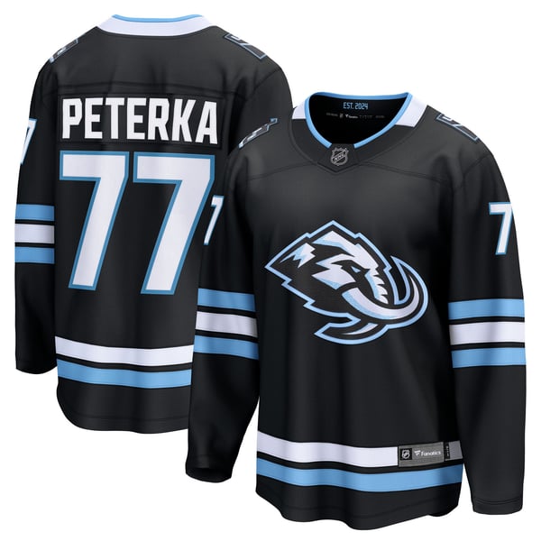 Men's Utah Mammoth JJ Peterka Fanatics Black Home Breakaway Jersey - Image 1