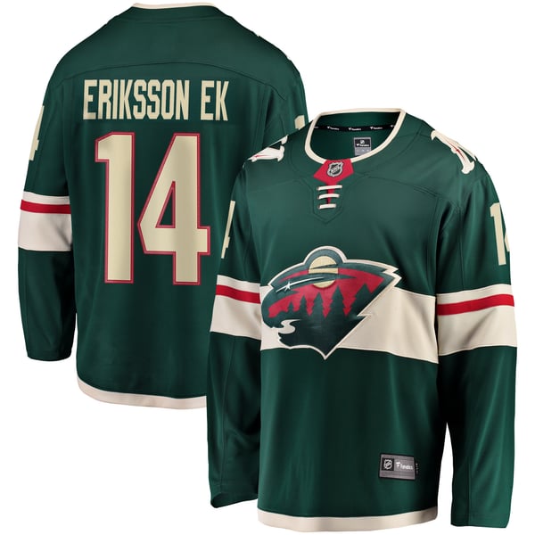 Men's Minnesota Wild Joel Eriksson Ek Fanatics Green Breakaway Jersey - Image 1