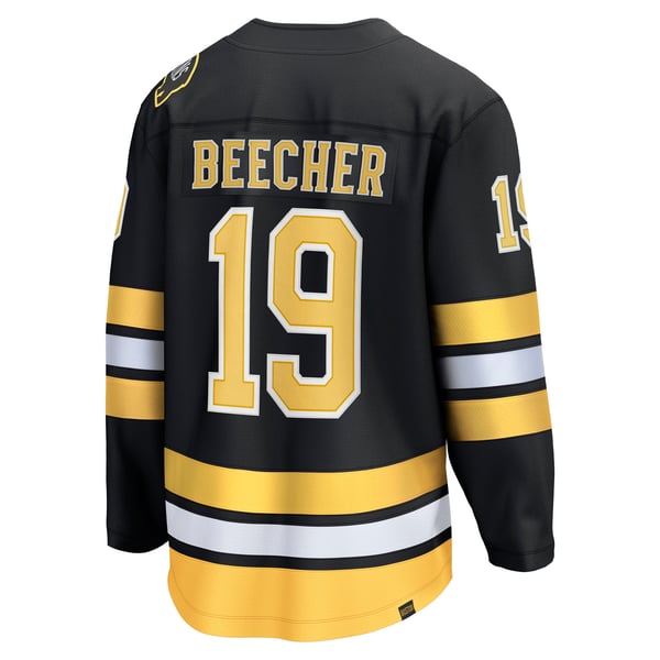 Men's Boston Bruins John Beecher Fanatics Black Home Breakaway Player Jersey