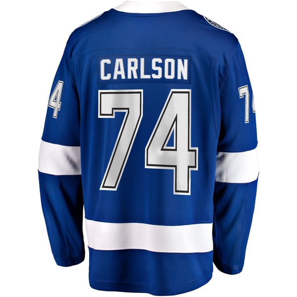 Men's Tampa Bay Lightning John Carlson Fanatics Blue Home Breakaway Jersey - Image 4