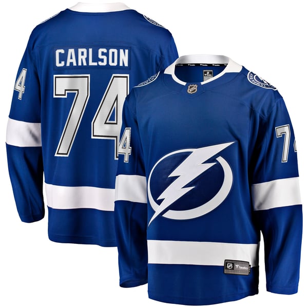 Men's Tampa Bay Lightning John Carlson Fanatics Blue Home Breakaway Jersey - Image 1