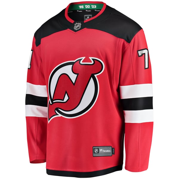 Men's New Jersey Devils Jonas Siegenthaler Fanatics Red Home Breakaway Player Jersey - Image 3