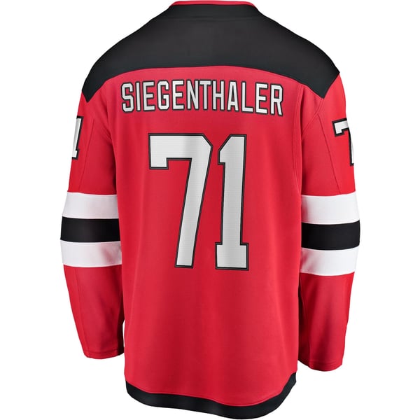 Men's New Jersey Devils Jonas Siegenthaler Fanatics Red Home Breakaway Player Jersey - Image 4
