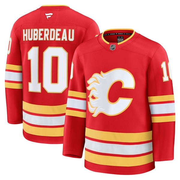 Men's Calgary Flames Jonathan Huberdeau Fanatics Red Home Premium Jersey - Image 2