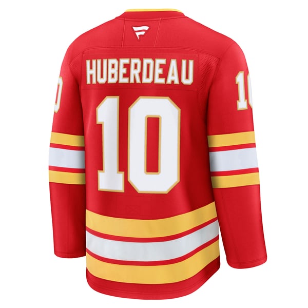 Men's Calgary Flames Jonathan Huberdeau Fanatics Red Home Premium Jersey - Image 4
