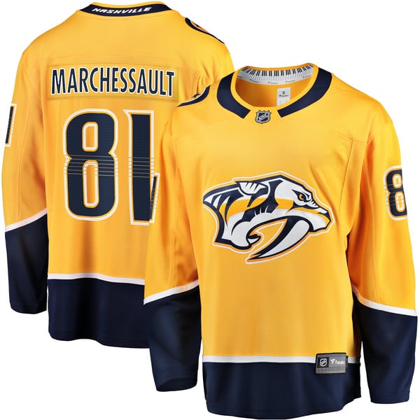 Men's Nashville Predators Jonathan Marchessault Fanatics Gold Breakaway Jersey - Image 2