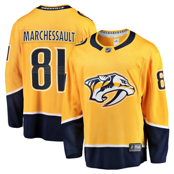 Men's Nashville Predators Jonathan Marchessault Fanatics Gold Home Premier Breakaway Player Jersey - Image 1