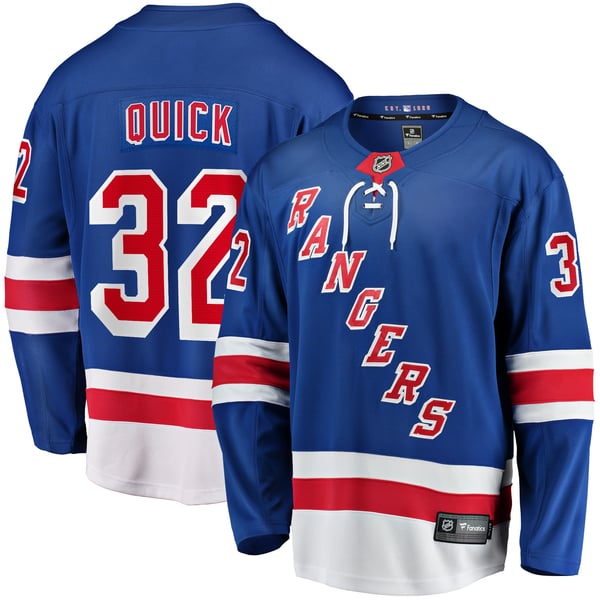 Men's New York Rangers Jonathan Quick Fanatics Blue Home Breakaway Jersey - Image 2