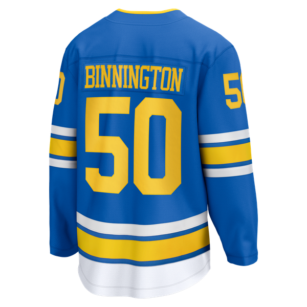 Men's St. Louis Blues Jordan Binnington Fanatics Blue Home Breakaway Jersey - Image 3