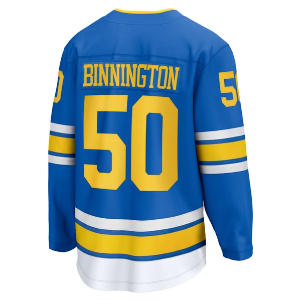 Men's St. Louis Blues Jordan Binnington Fanatics Blue Home Breakaway Jersey - Image 4