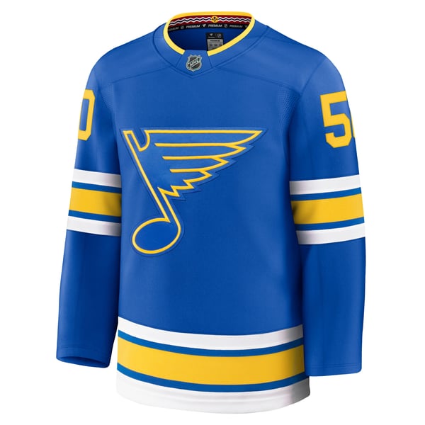 Men's St. Louis Blues Jordan Binnington Fanatics Blue Home Premium Player Jersey - Image 3