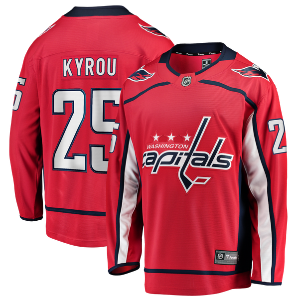 Men's Washington Capitals Jordan Kyrou Fanatics Red Home Breakaway Jersey - Image 1
