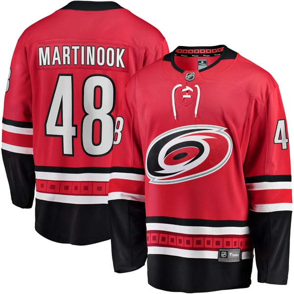 Men's Carolina Hurricanes Jordan Martinook Fanatics Red Alternate Breakaway Player Jersey - Image 2