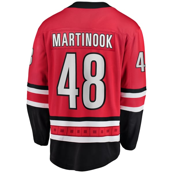 Men's Carolina Hurricanes Jordan Martinook Fanatics Red Alternate Breakaway Player Jersey - Image 4