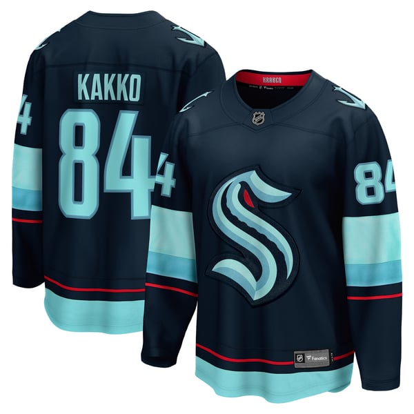 Men's Seattle Kraken Kaapo Kakko Fanatics Deep Sea Blue Home Breakaway Player Jersey - Image 2