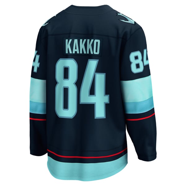 Men's Seattle Kraken Kaapo Kakko Fanatics Deep Sea Blue Home Breakaway Player Jersey - Image 4