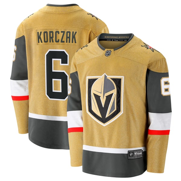 Men's Vegas Golden Knights Kaedan Korczak Fanatics Gold Home Breakaway Jersey - Image 2