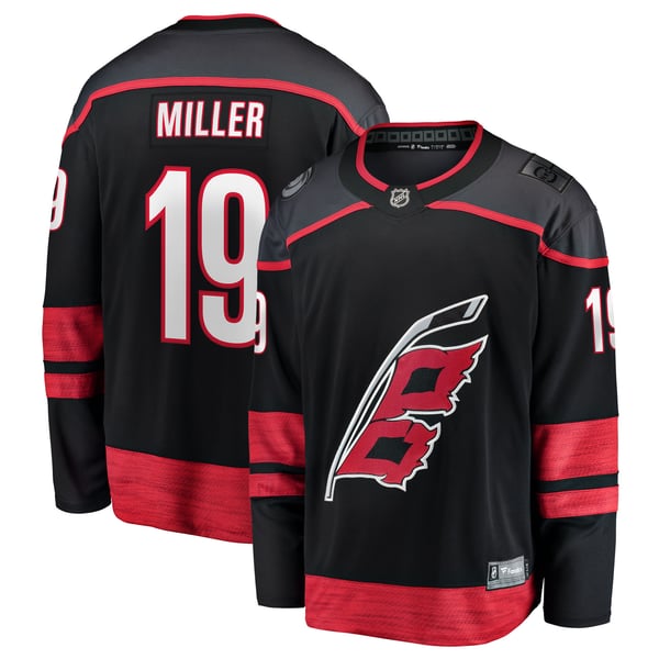 Men's Carolina Hurricanes K'Andre Miller Fanatics Black Home Breakaway Jersey - Image 2