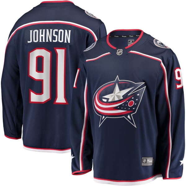 Men's Columbus Blue Jackets Kent Johnson Fanatics Navy Home Breakaway Jersey - Image 2
