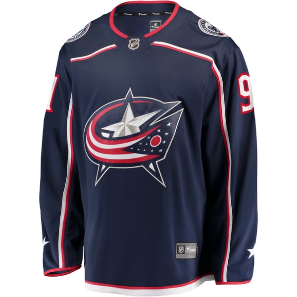 Men's Columbus Blue Jackets Kent Johnson Fanatics Navy Home Breakaway Jersey - Image 3
