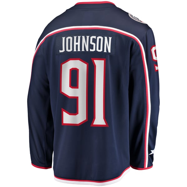 Men's Columbus Blue Jackets Kent Johnson Fanatics Navy Home Breakaway Jersey - Image 4