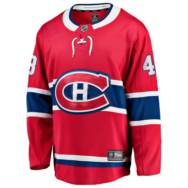 Men's Montreal Canadiens Lane Hutson Fanatics Red Home Breakaway Jersey - Image 3