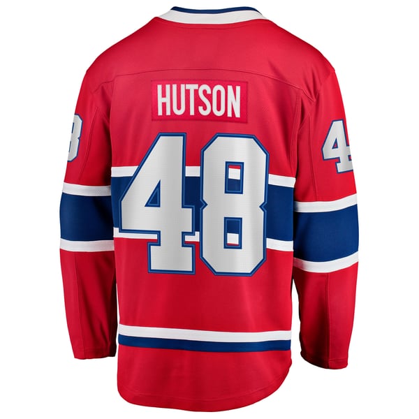 Men's Montreal Canadiens Lane Hutson Fanatics Red Home Breakaway Jersey - Image 4