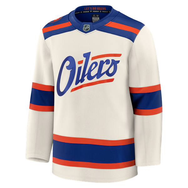 Men's Edmonton Oilers Fanatics Light Beige Alternate Premium Jersey - Image 3
