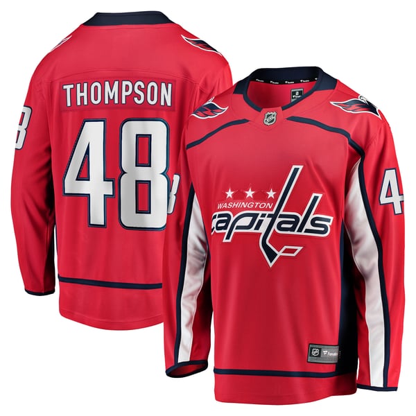 Men's Washington Capitals Logan Thompson Fanatics Red Home Premier Breakaway Player Jersey - Image 2