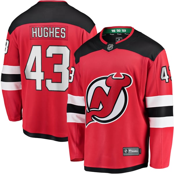 Men's New Jersey Devils Luke Hughes Fanatics Red Home Breakaway Player Jersey - Image 2