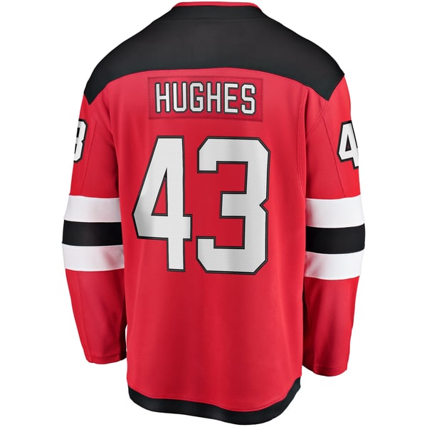Men's New Jersey Devils Luke Hughes Fanatics Red Home Breakaway Player Jersey - Image 4