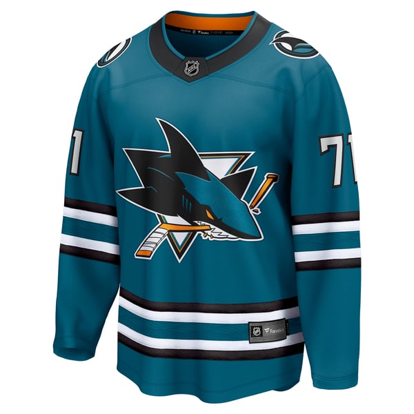 Men's San Jose Sharks Macklin Celebrini Fanatics Teal  Home Breakaway Jersey - Image 3