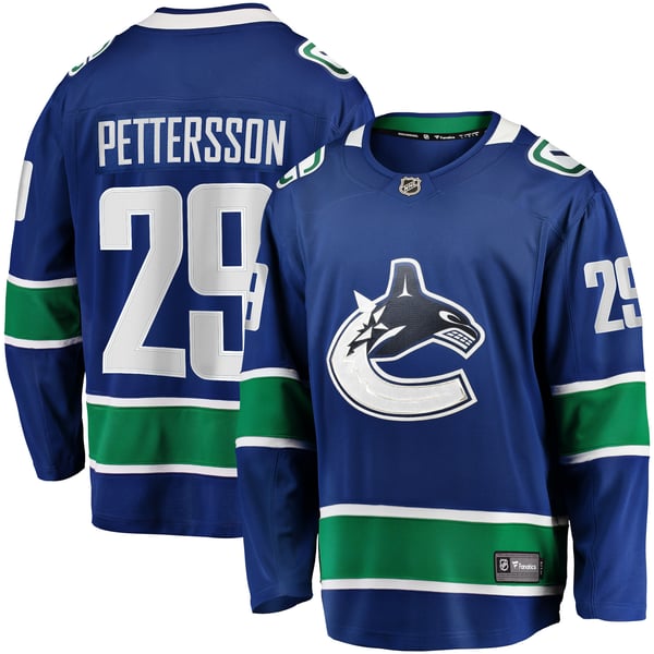 Men's Vancouver Canucks Marcus Pettersson Fanatics Blue Home Breakaway Jersey - Image 2