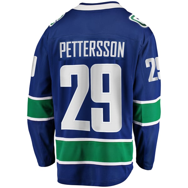 Men's Vancouver Canucks Marcus Pettersson Fanatics Blue Home Breakaway Jersey - Image 4