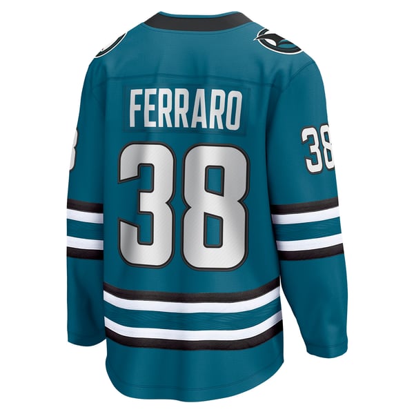 Men's San Jose Sharks Mario Ferraro Fanatics Teal Home Breakaway Player Jersey - Image 4