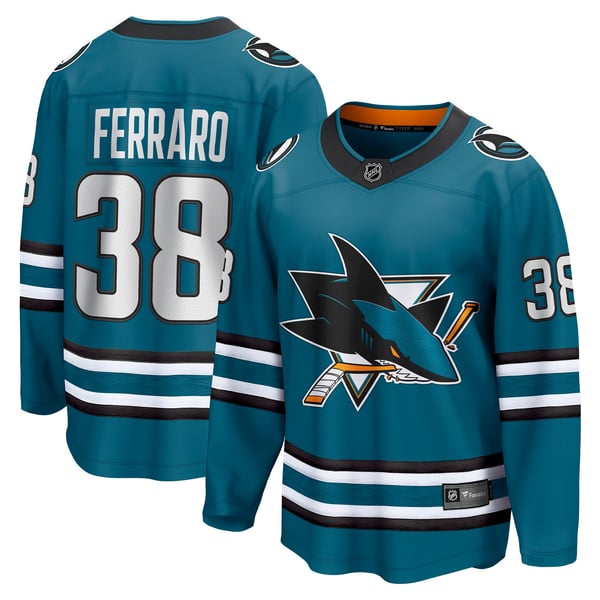Men's San Jose Sharks Mario Ferraro Fanatics Teal Home Breakaway Player Jersey - Image 1