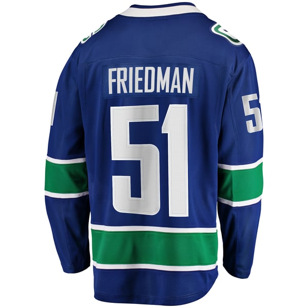 Men's Vancouver Canucks Mark Friedman Fanatics Blue Home Premier Breakaway Player Jersey - Image 4