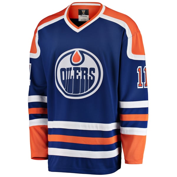 Men's Edmonton Oilers Mark Messier Fanatics Blue Premier Breakaway Retired Player Jersey - Image 3