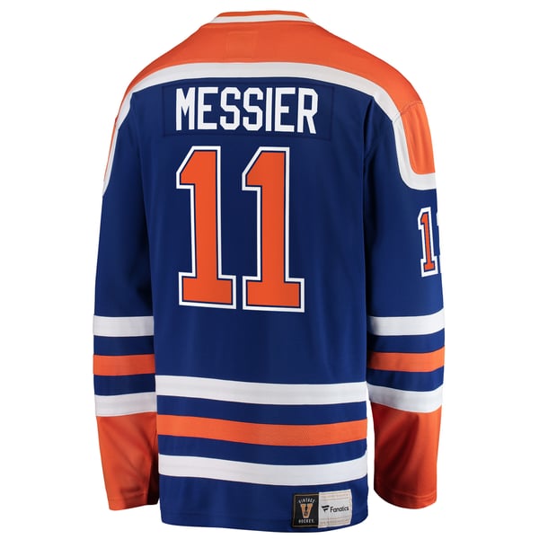 Men's Edmonton Oilers Mark Messier Fanatics Blue Premier Breakaway Retired Player Jersey - Image 4